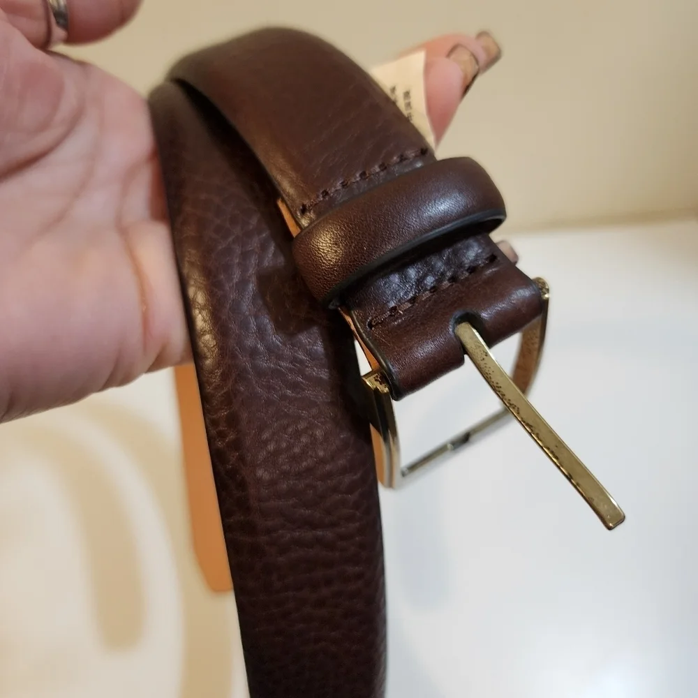 LAND'S END men's Brown Cow Leather Belt size 40